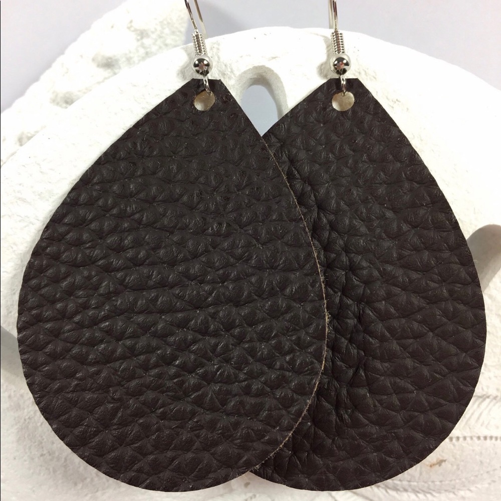 NWOT Genuine Brown Leather Boutique Earrings